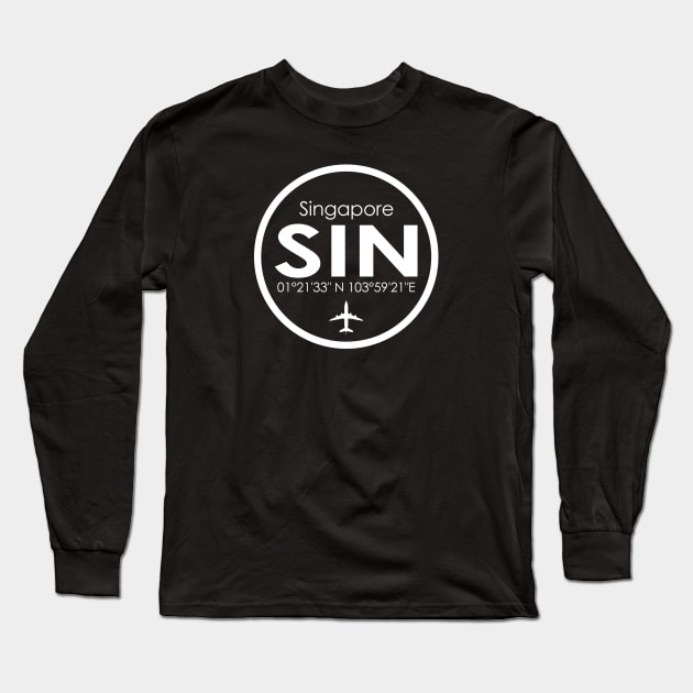 SIN, Singapore Changi Airport Long Sleeve T-Shirt by Fly Buy Wear